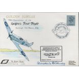 WW2 RAF Pilot Alasdair Steedman Signed Golden Jubilee 50th Anniv Spitfire's 1st Flight FDC.