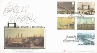 Actress Barbara Windsor signed Internetstamps 2002 London Bridges official FDC. Tower Bridge special