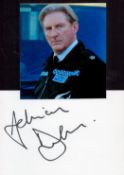 Adrian Dunbar (Line of Duty) Signed Signature Page with Colour Photos, Attached to Card. Good