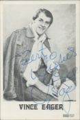 Vince Eager signed vintage 6x4 black and white promo photo. Vince Eager (born Roy Taylor, 4 June