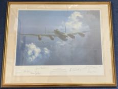 7 Signed Frank Wootton Colour Print Titled Lancaster. Signed by Bill Townsend, Bill Reid, Norman