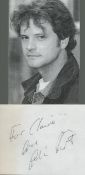 Colin Firth signed album page. Dedicated. Actor. Good Condition. All autographs come with a