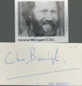 Sir Chris Bonington signed small card. Mountaineer. Good Condition. All autographs come with a