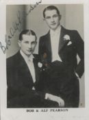 Bob & Alf Pearson signed 3x2 black and white photo. Good Condition. All autographs come with a