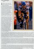 Lance Armstrong signed 7x5 colour photo. Comes with bio page. Good Condition. All autographs come
