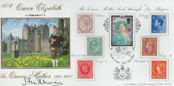 Earl of Strathmore signed The Queen Mother Memorium FDC. 25/4/02 Forfar postmark. Good Condition.