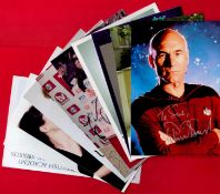 Films & TV Collection of 10 Signed photos approx size 6 x 4 includes Patrick Stewart, Zoe Lucker,