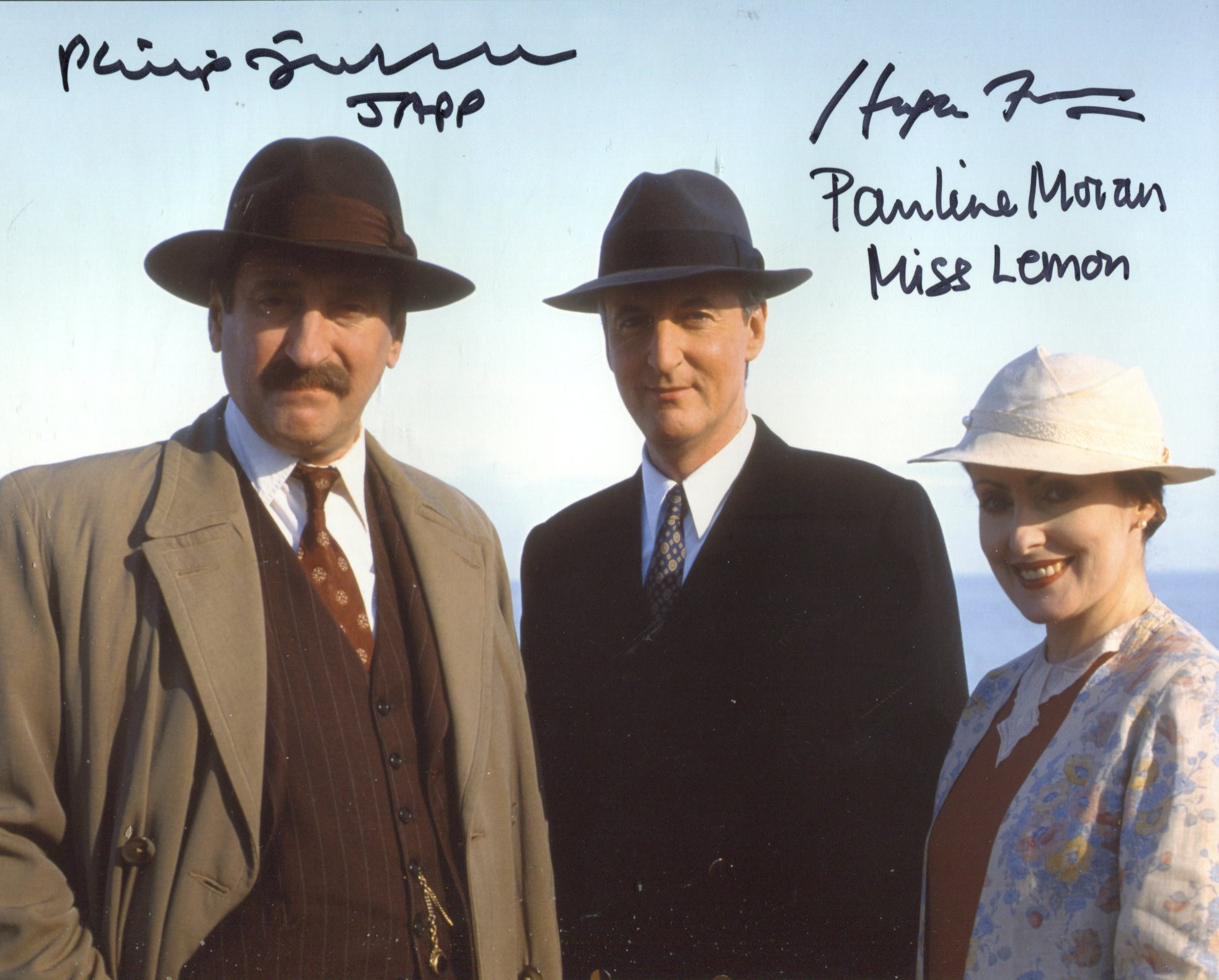 Poirot - TV detective drama series 8x10 photo signed by all three main cast members, Hugh Fraser (