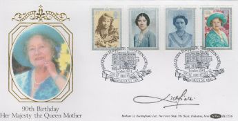 Lord Lichfield signed 90th birthday Queen Mother FDC. 2/8/90 London SW1 postmark. Good Condition.