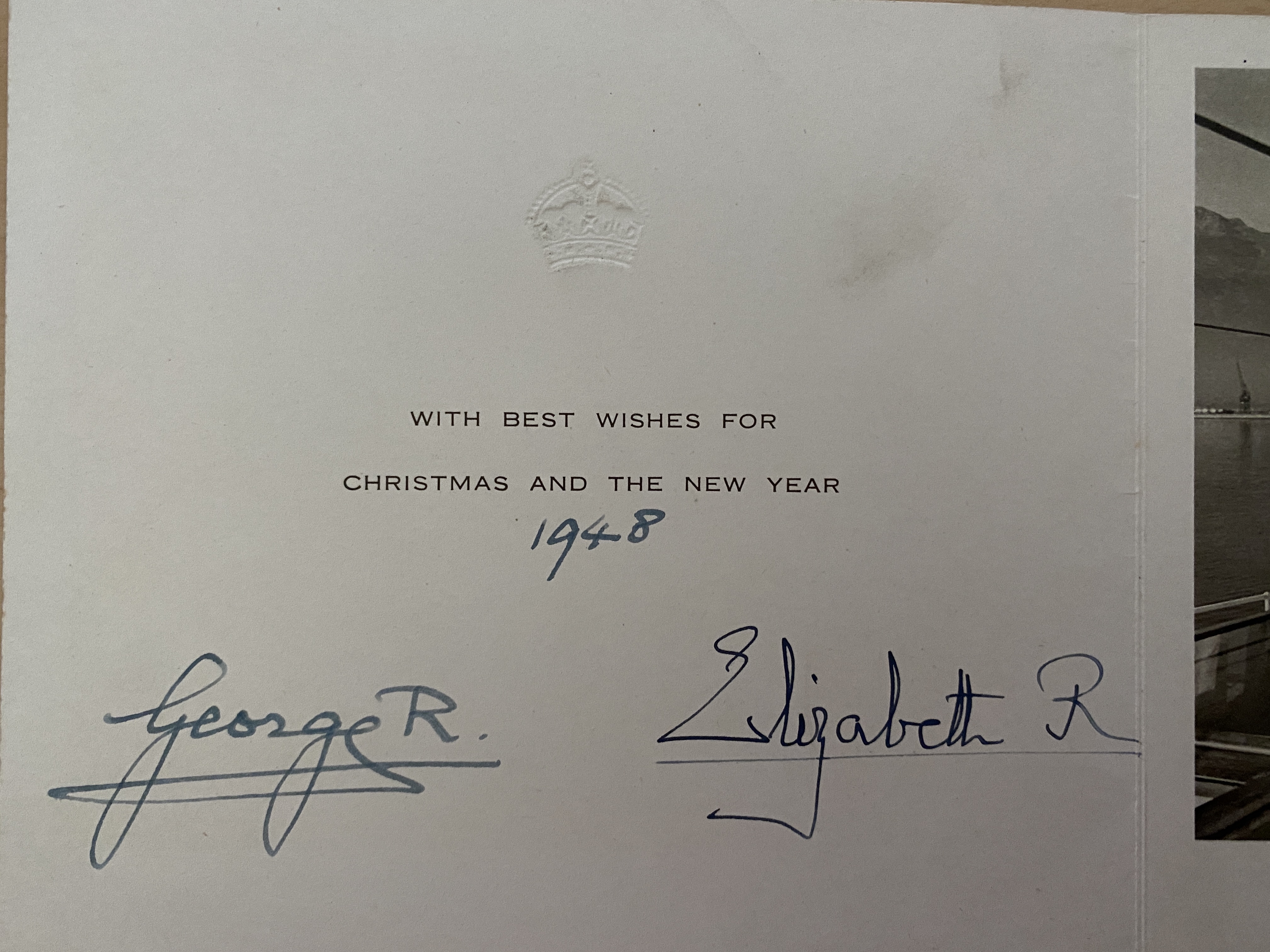 King George VI and Queen Elizabeth signed 1948 greetings card. The parents of Queen Elizabeth II and - Image 2 of 2