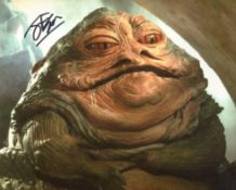 Star Wars Return of the Jedi 8x10 photo of Jabba the Hutt signed by John Coppinger. Good