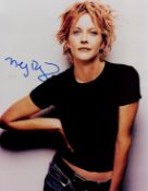 Meg Ryan signed 10x8 colour photo. Comes with bio page. Good Condition. All autographs come with a