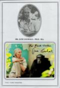 Jane Goodall signed 6x4 colour photo. Dedicated. Good Condition. All autographs come with a