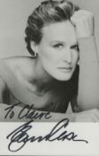 Glenn Close signed 6x4 black and white photo. Dedicated. Actor. Good Condition. All autographs