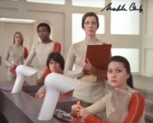 Space 1999 TV sci-fi series 8x10 scene photo signed by actress Melita Clarke. Good Condition. All