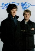 Martin Freeman and Benedict Cumberbatch signed 10x8 colour photo. Good Condition. All autographs