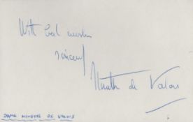 Dame Ninette de Valois signed 5x3 white card. Dancer/choreographer. Good Condition. All autographs