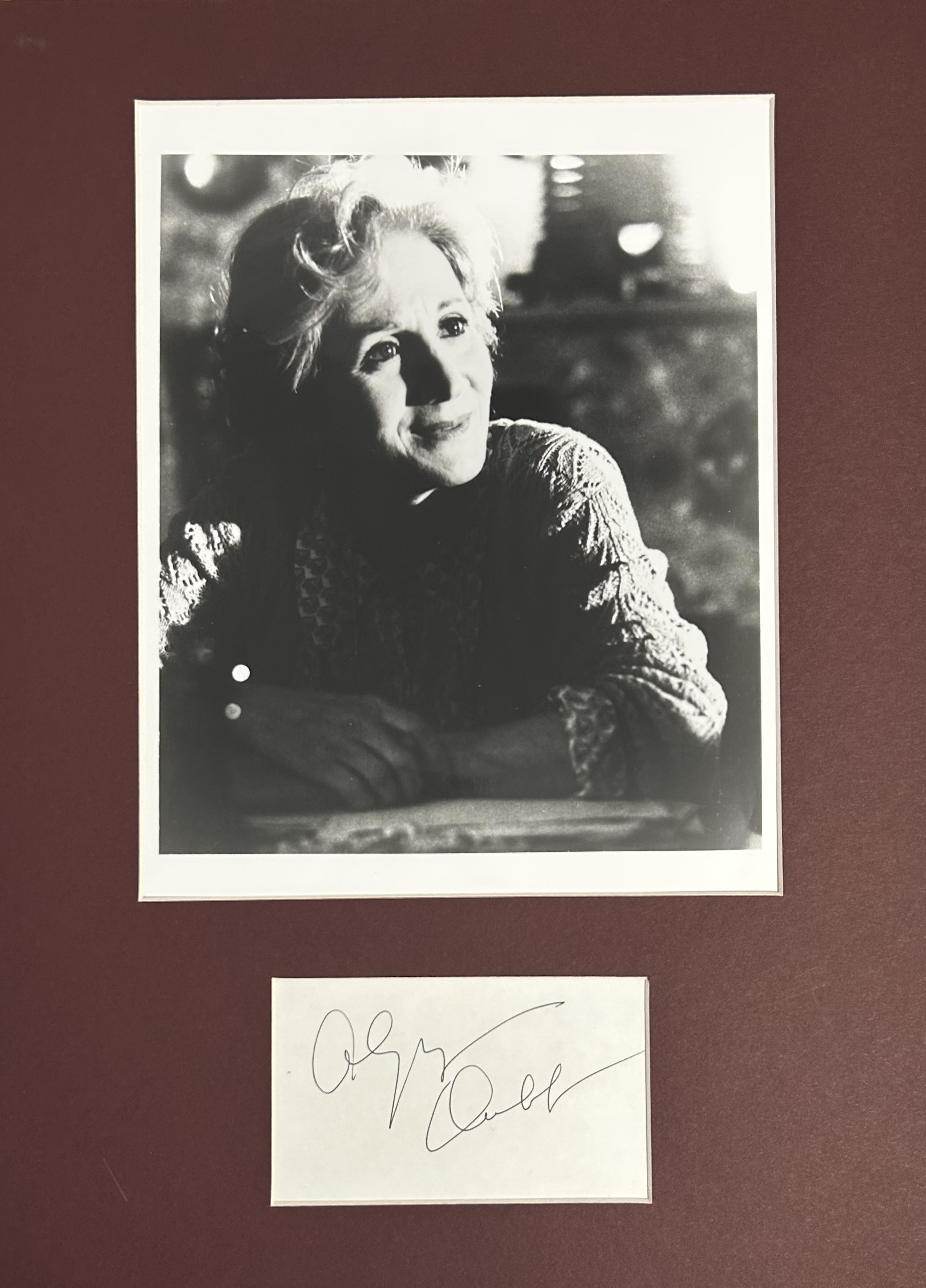 Actor, Olympia Dukakis mounted signature piece, overall size 16x12. This beautiful item features a