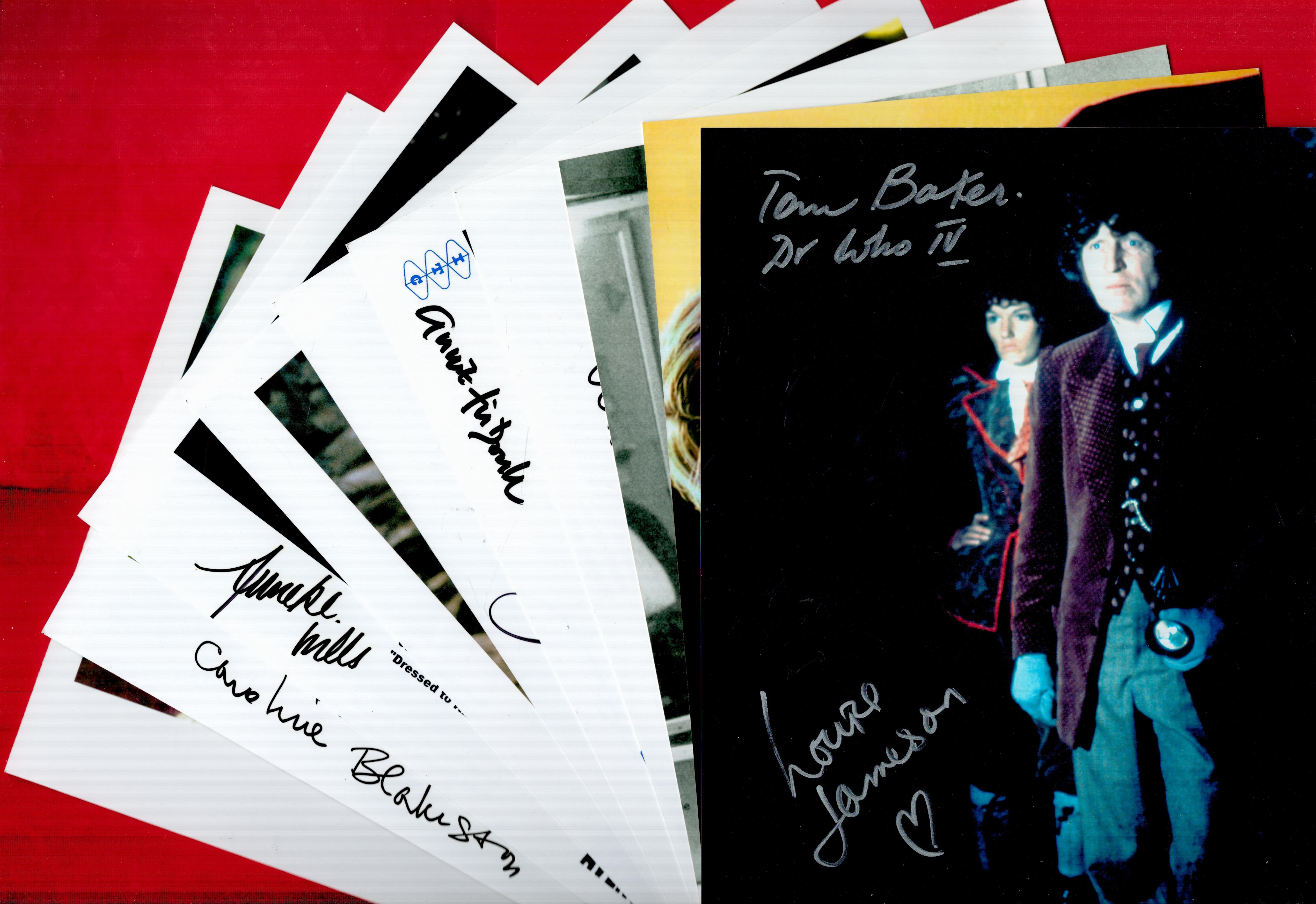 Films & TV Collection of 10 Signed photos approx size 8 x 10 includes Tom Baker & Louise Jameson,