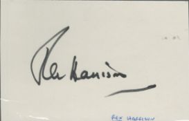 Rex Harrison small signature piece. Actor. Good Condition. All autographs come with a Certificate of