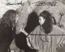 The Satanic Rites of Dracula hammer horror movie photo signed by Pauline Peart and Joanna Lumley.