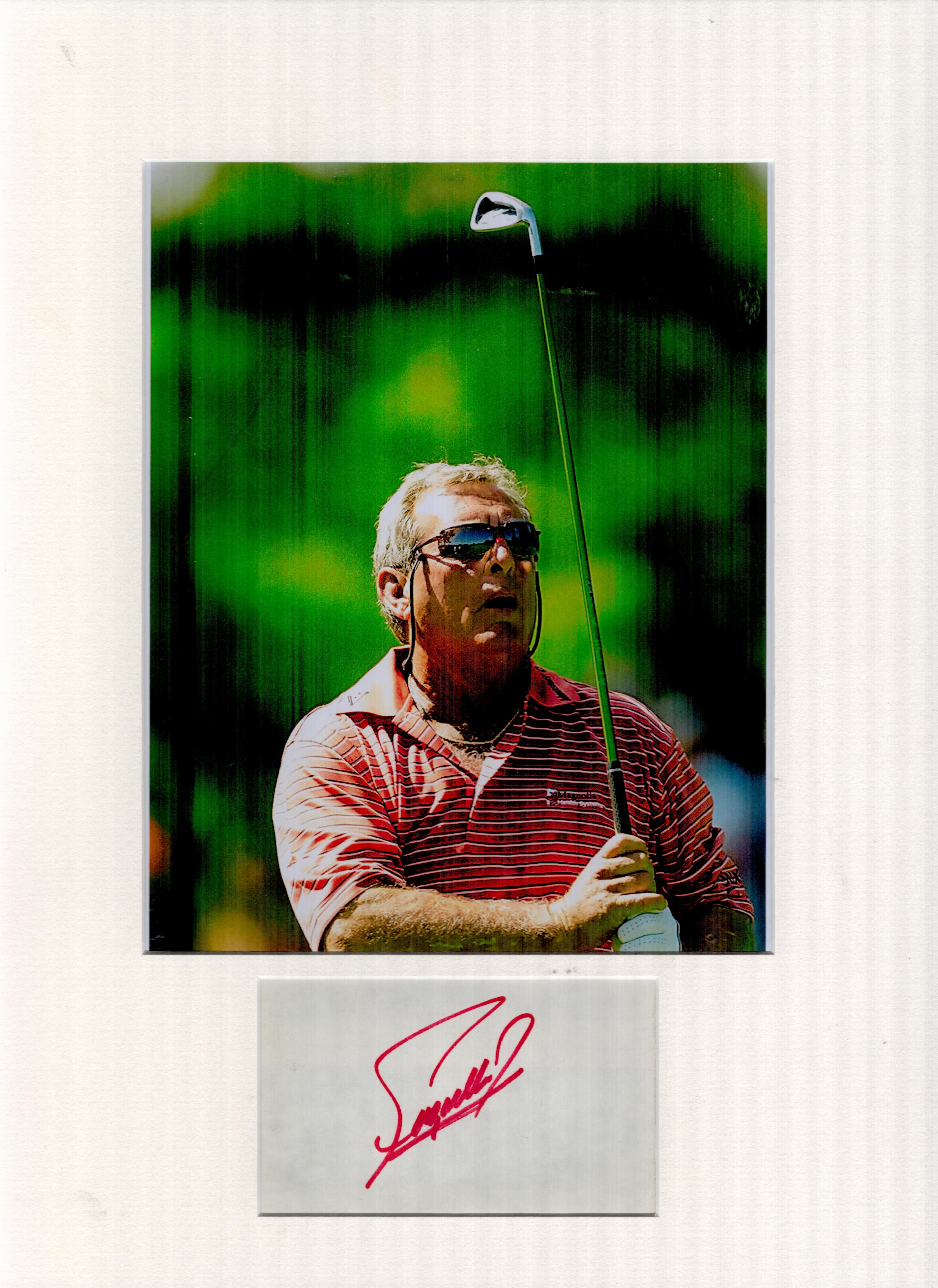 Golf, Fuzzy Zoeller mounted signature piece. This beautiful item features a colour photo and a