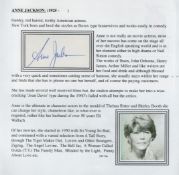 Anne Jackson signed FDC. Comes with bio page. Good Condition. All autographs come with a Certificate