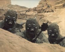 Star Wars A New Hope actor Alan Fernandes signed Tusken Raider photo. Good Condition. All autographs