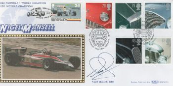 Nigel Mansell OBE signed on his own FDC. 1/10/96 Towcester postmark. Good Condition. All