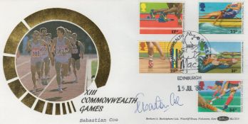 Sebastian Coe signed XIII Commonwealth Games FDC. 15/7/86 Edinburgh postmark. Good Condition. All