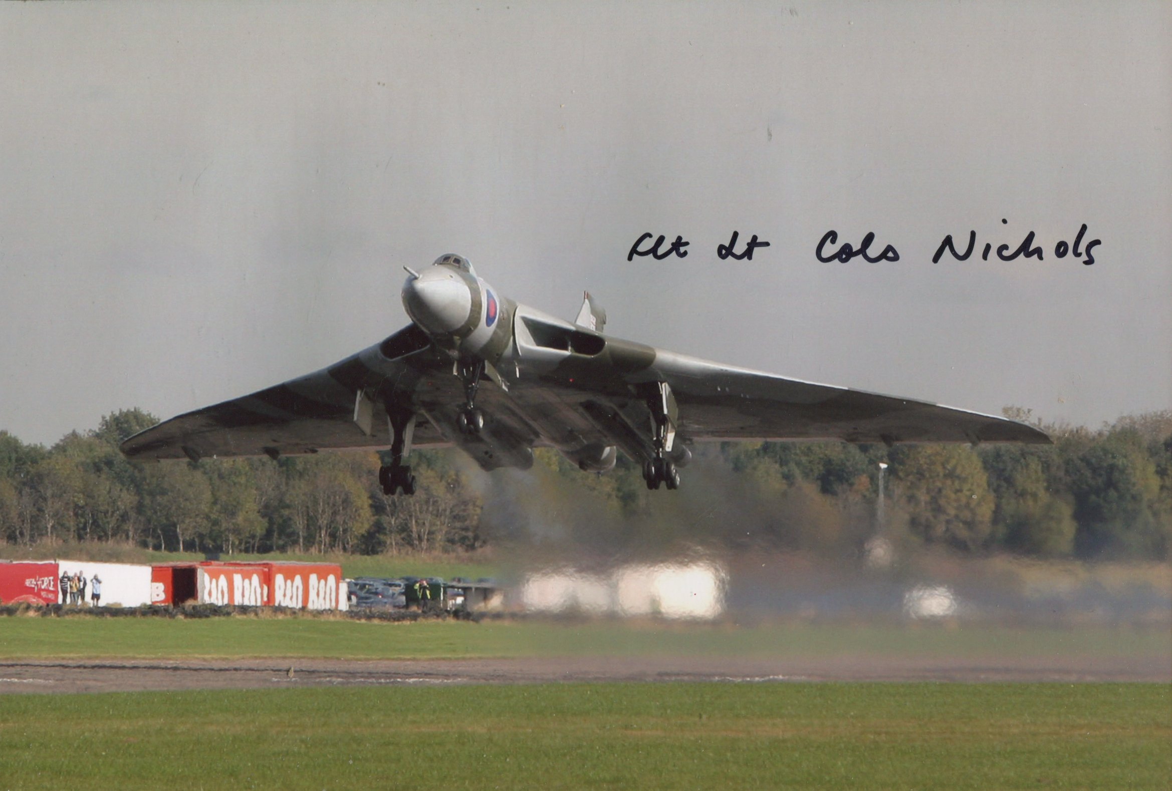 617 Squadron RAF Vulcan Bomber pilot 8x12 photo signed by the late Flt Lt Colston Nichols who flew