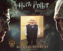 Harry Potter movie scene 8x10 photo signed by Goblin actor Michael Henbury. Good Condition. All