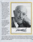 Simon Wiesenthal signed 6x4 black and white photo. Comes with bio page. Good Condition. All