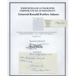General Ronald F Adams Signed Part of ALS Dated 7th September 1974 in Blue inkAll autographs come