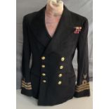 WW2 Original Navy Commanding Officers Blue Navy Jacket with Buttons and Military Award Badges.
