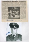 Enola Gay Pilots Paul Tibbets and Tom Ferebee Signed Items. Tibbets Signed on Newspaper Clipping,