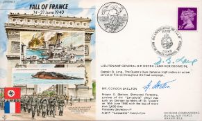 Lt Gen Sir Derek Lang KCB DSO and Gordon Skelton Signed Fall of France FDC. British stamp and