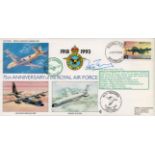 Air Chief Marshal Sir Peter Terry Signed 75th Anniversary of the RAF Flown FDC. Flown in a Nimrod