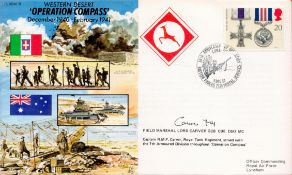 Field Marshal Lord Carver Signed Operation Compass FDC. British Stamp and PostmarkAll autographs