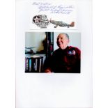 Tuskegee Airman Mitchell Higginbotham Signed Signature Card With Colour Photo Attached to A4 White