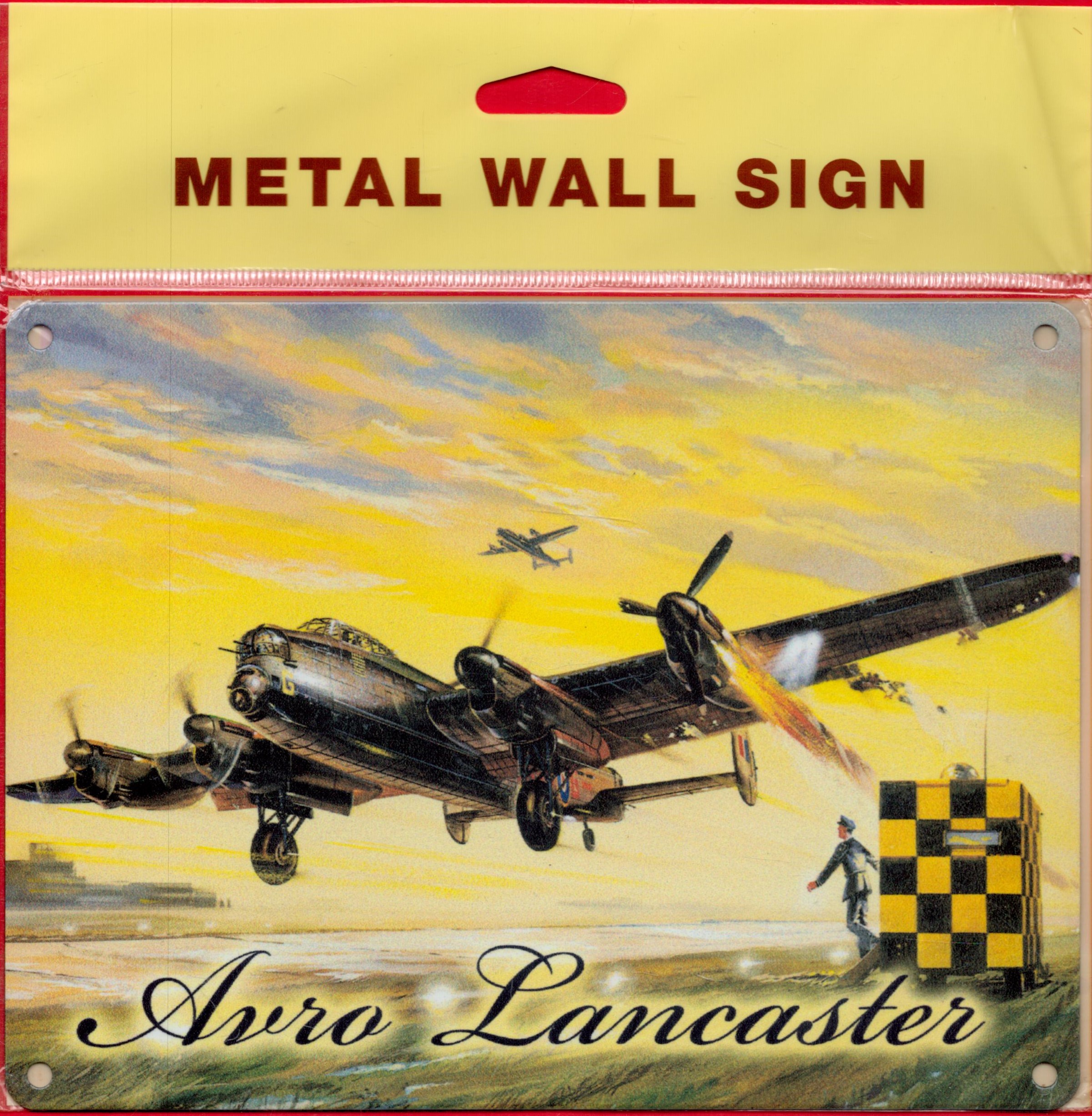 Avro Lancaster Metal Wall Sign approx size 6 x 8 made by The Original Metal Sign Co UK with an image