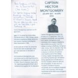 Captain Hector Montgomery Signed Small Cutting With Handwritten Military BioAll autographs come with