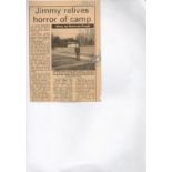 Sqn Ldr Jimmy James Signed Vintage Newspaper Cutting in Blue ink. Cutting Relates to JamesAll