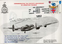 Jack Warner DFM Signed Commemorating the 40th Anniv of Operation Taxable FDC. Use of Window