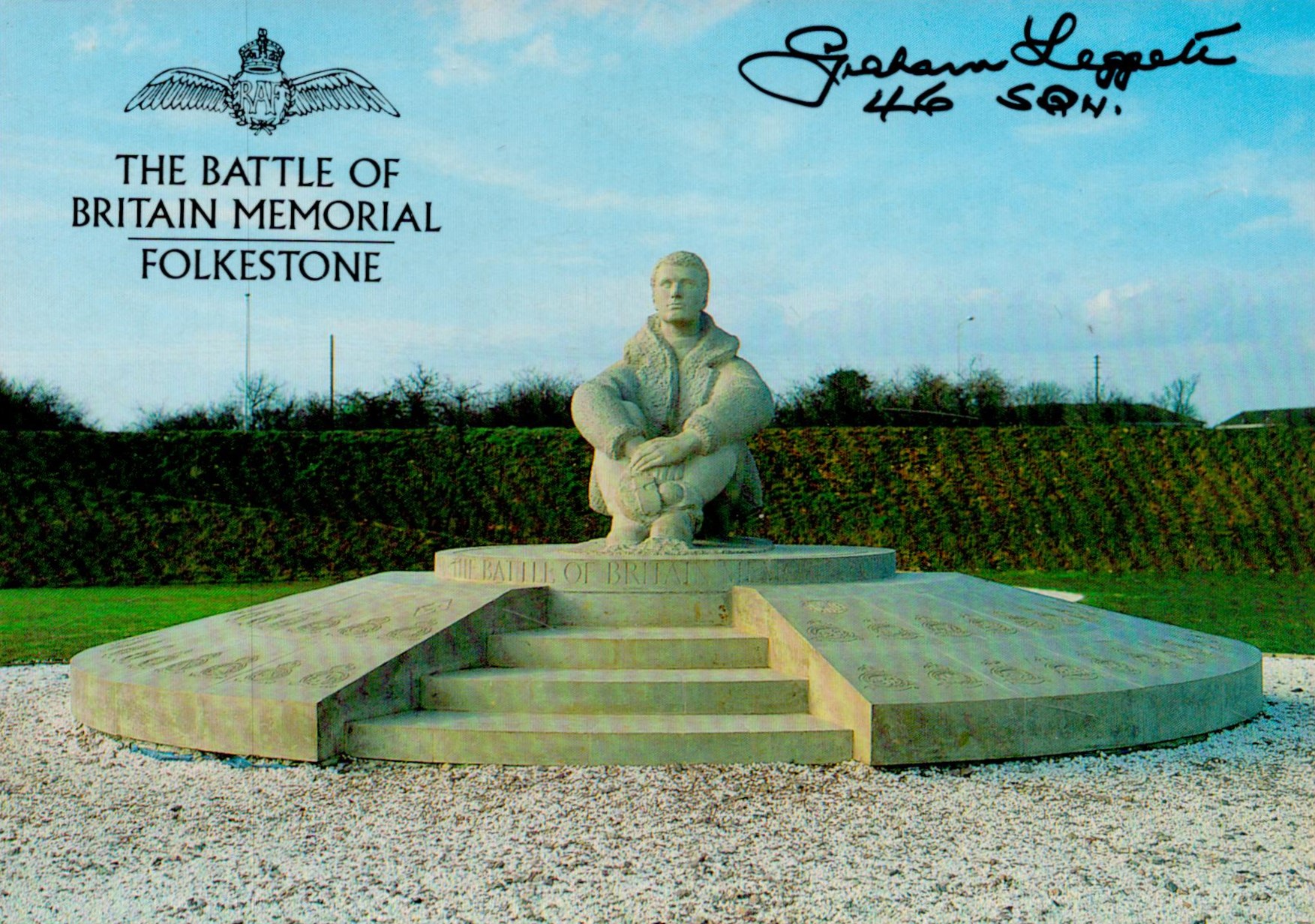 Graham Leggett (46th Sqn) Signed The Battle of Britain Memorial 6x4 Colour PostcardAll autographs