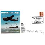 WW2 Flt Lt Trevor Muhl DFM DFC signed Beyond The Dams FDC. 1 of 18. British Stamp with 18 May 1999