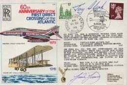 Tony Alcock and Norman Brown Signed 60th Anniv of the 1st Direct Crossing of Atlantic flown FDC.