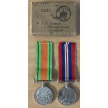 WW2 War Medal and Defence Medal Royal Navy Awarded To H.B.Addison JS-142270. In O.H.M.S Box of