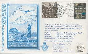 WW2 F/O DW Hilton of 195th Squadron Bomber Command Signed 40th Anniversary of Operation Manna 1985