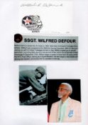 Tuskegee Airman Wilfred Defour Signed Signature Card With Photos Attached to A4 White PaperAll